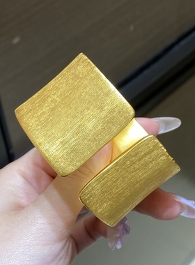 金包银宽面拉丝素圈手镯古法开口镯子简约饰品定制首饰送女友礼物