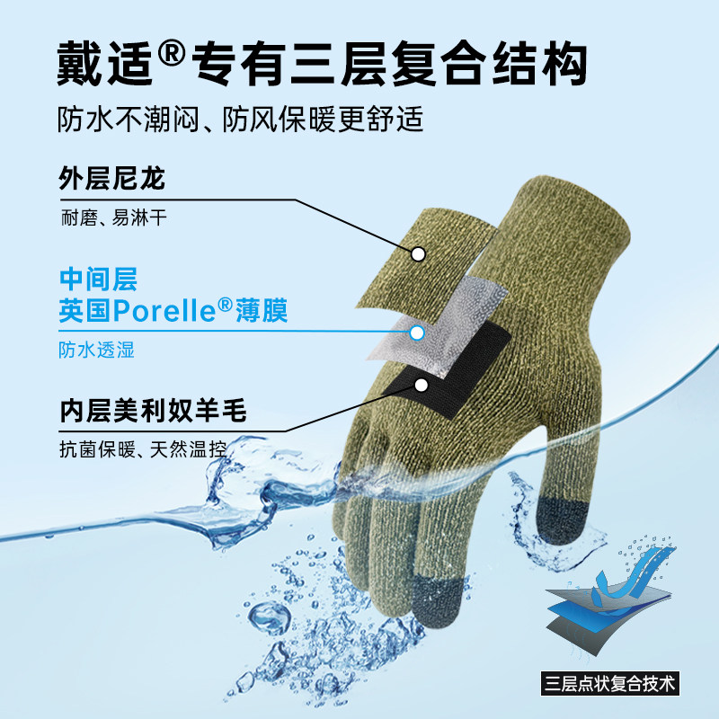 戴适DexShell防水手套ThermFit3.0徒步登山骑行户外防风触屏羊毛,淘宝优惠券,粉丝福利购,淘宝优惠卷