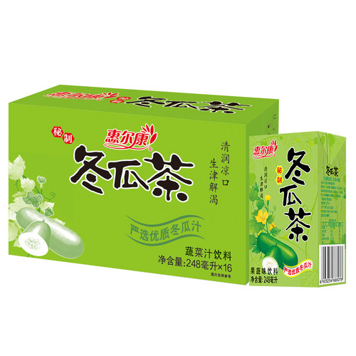 惠尔康冬瓜茶植物凉茶饮料整箱248ml*24盒装夏季清凉饮品福建怀旧 - 图0