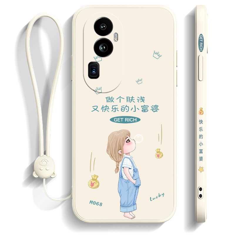 小富婆适用opporeno10手机壳Reno10Pro+液态硅胶Reno10Pro侧边图案直边魔方网红潮牌防摔个性创意全包保护套