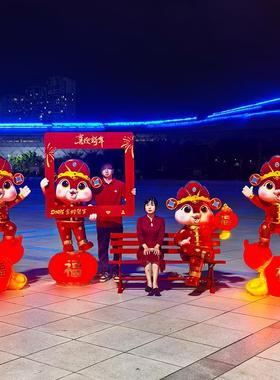 玻璃钢发光新年蛇雕塑摆件