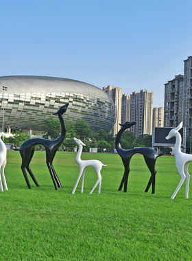 白鹿梅花鹿玻璃钢大型落地摆件