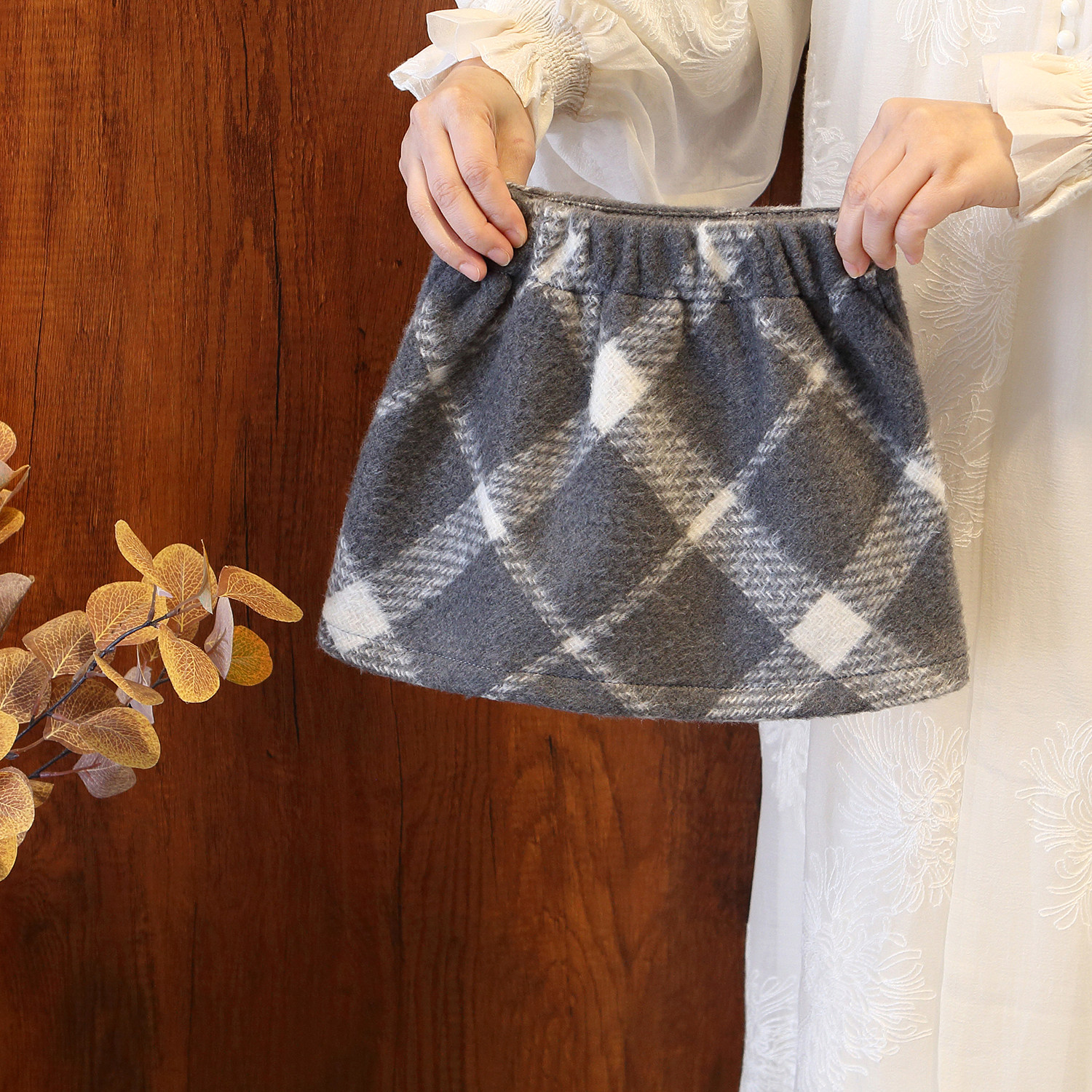 女童2025冬季新款加厚学院风格子毛呢半身裙女高腰显瘦防走光短裙,淘宝优惠券,粉丝福利购,淘宝优惠卷