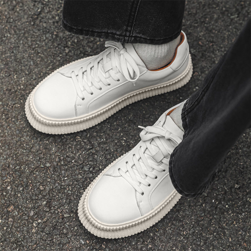 【高品质】港风男鞋增高厚底系带休闲板鞋百搭潮流男款时尚系带鞋,淘宝优惠券,粉丝福利购,淘宝优惠卷