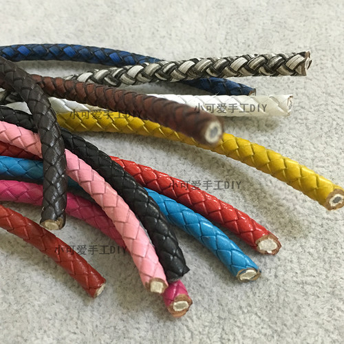 油边编织皮绳精密压边编制圆绳手工DIY男女手链绳材料粗细3-8毫米 - 图0