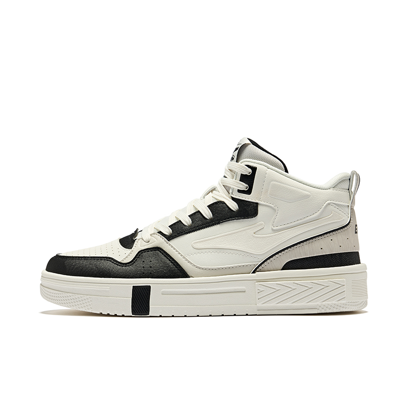 征服3鸿星尔克男士板鞋高帮皮面男款高帮鞋百搭青少年运动鞋子男