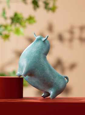 吉祥物卡通牛家用室内桌面铜摆件