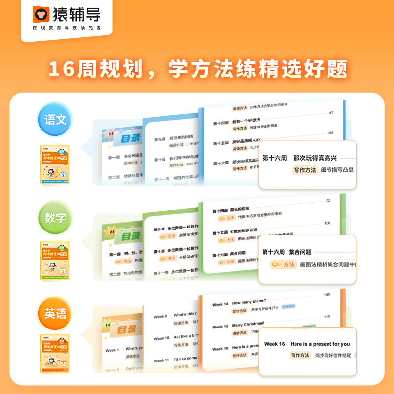 【猿辅导官方旗舰店】猿辅导提优周末一本通 周末衔接专项训练人教苏教北师大版全国通用小升初作业语文数学英语教辅三科课后教辅