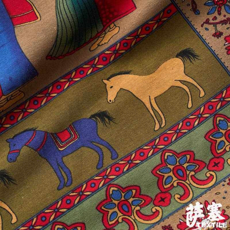 新款直销麻棉数码印花布料 民族风波西米亚面料复古手工DIY桌布拼,淘宝优惠券,粉丝福利购,淘宝优惠卷