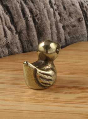 新款直销黄铜小鸭子茶宠茶几摆件古铜工艺品可爱鸭鸭车载小摆件摆