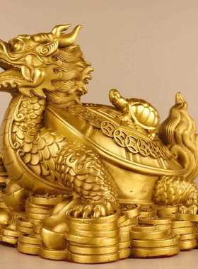 新款直销铜龙龟摆件金钱八卦母子龙龟铜母子龙头龟家居店铺办公室