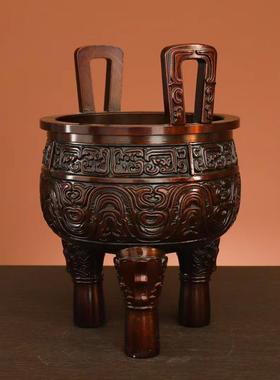 新款直销黄铜鼎盛千秋黄铜摆件家用桌面三足圆鼎开业礼品送礼聚宝