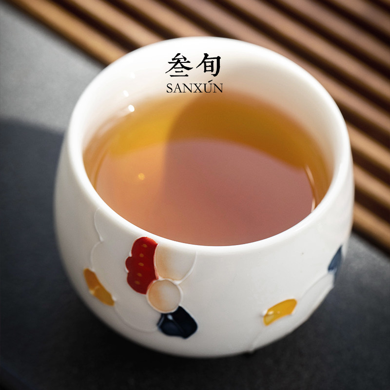叁旬馨香满园主人杯高端手绘白瓷单杯品茗杯功夫茶具个人专用茶杯,淘宝优惠券,粉丝福利购,淘宝优惠卷