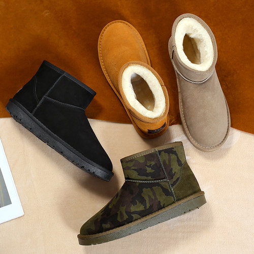 真皮雪地靴男士冬季保暖加绒东北加厚防滑新款短靴子男棉鞋面包鞋 - 图3