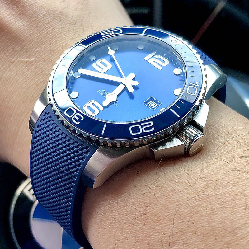 橡胶硅胶表带适配万国欧米茄豪雅男 中福瑞手表配件