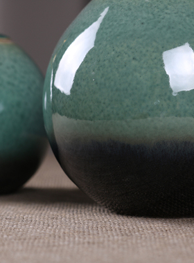 新中式绿色陶瓷茶叶罐摆件样板房家居客厅茶几储物罐软装饰工艺品