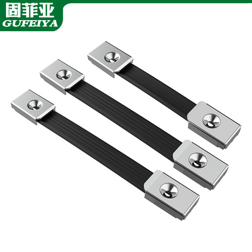 加厚电箱电池把手仪器箱变压器伸缩黑色橡胶皮钢带电源一字拉手 - 图1