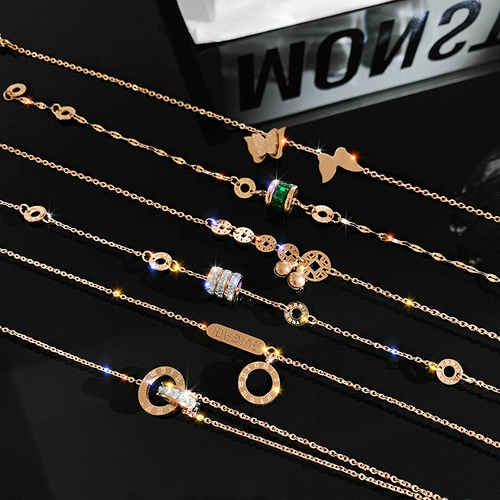 Золотой браслет на ногу из нержавеющей стали для влюбленных, не выцветает, розовое золото, популярно в интернете, коллекция 2022