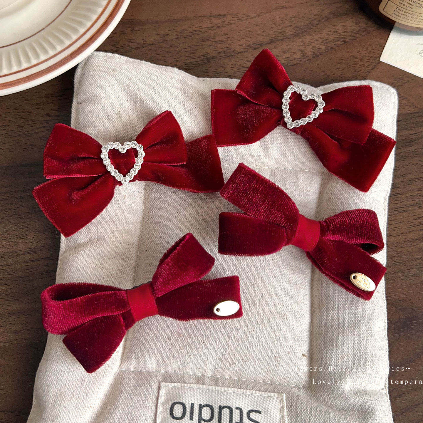 新年儿童发夹红色蝴蝶结绒面对夹子宝宝周岁拍照发饰头饰女童发卡,淘宝优惠券,粉丝福利购,淘宝优惠卷