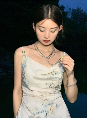 原创玉石项链多层玛瑙复古千禧