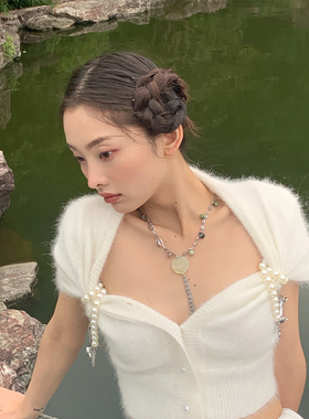 Afterparty原创小众八卦岫玉项链中式朋克辣妹设计感流苏配饰