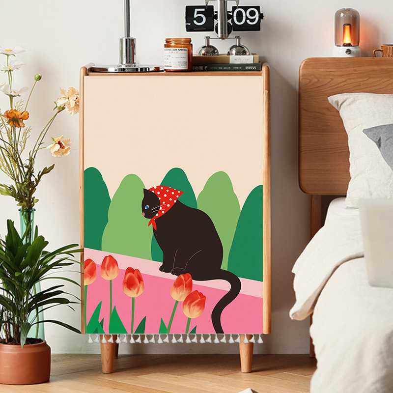 新款直销厨房遮丑帘书柜橱柜子遮挡帘免打孔魔术贴自粘猫咪卫生间,淘宝优惠券,粉丝福利购,淘宝优惠卷