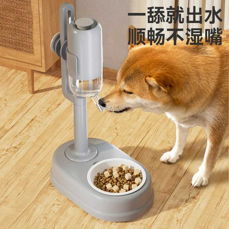 新款直销宠物狗狗猫咪多功能立式饮水喂食器防漏控水可拆洗猫碗狗 - 图0