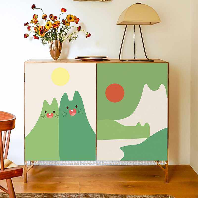 新款直销厨房遮丑帘书柜橱柜子遮挡帘免打孔魔术贴自粘猫咪卫生间,淘宝优惠券,粉丝福利购,淘宝优惠卷