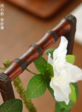大漆竹制花器仿真花插花器复古