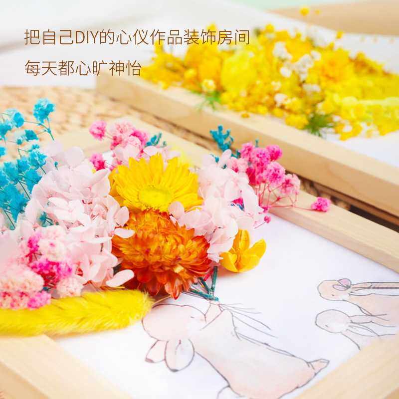 新款直销天然仿真花干花相框装饰永生花儿童手工diy材料包元旦节,淘宝优惠券,粉丝福利购,淘宝优惠卷