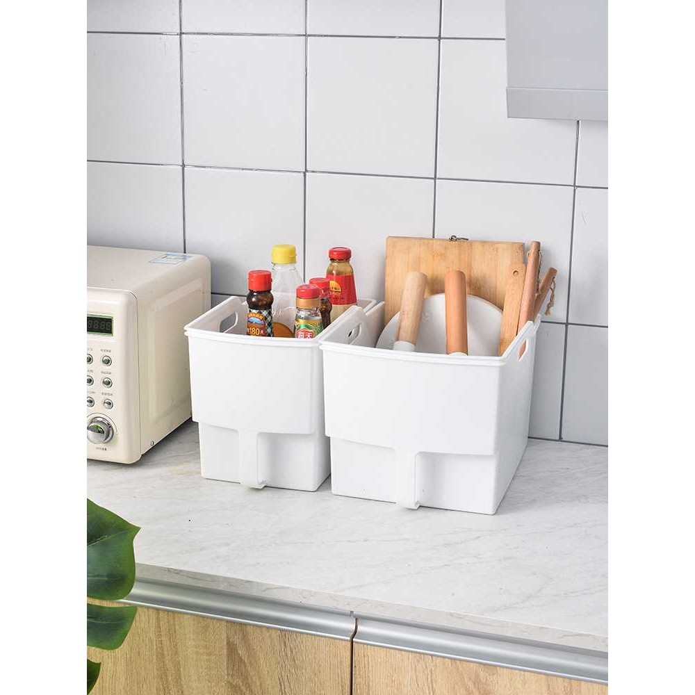 新款直销xyt橱柜白色带把手文件桌面收纳盒塑料PP整理置物盒厨房,淘宝优惠券,粉丝福利购,淘宝优惠卷