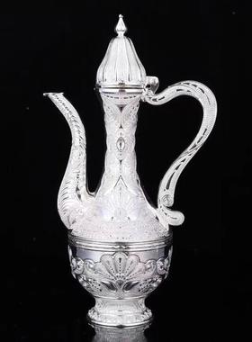 新款直销现货银酒具8件套礼盒装电铸鎏银工艺复古酒杯银酒壶直播