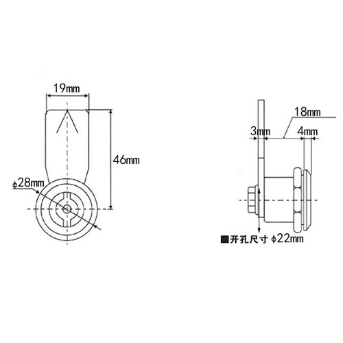 MS705不锈钢三角锁一字304锁电柜门锁电表配电箱转舌锁垃圾箱锁芯 - 图2