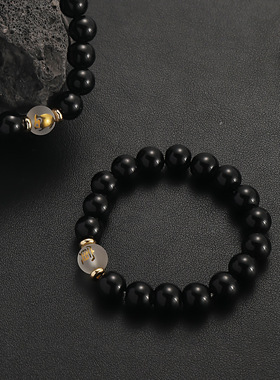 十二生肖黑色手串男女新款本命年转运珠情侣新中式国风高级感手链