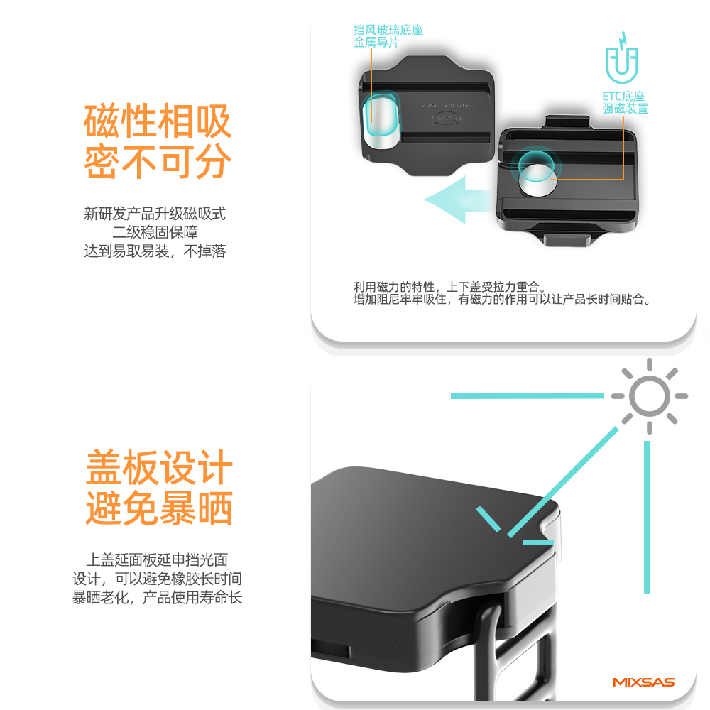 梅萨斯ETC支架可拆卸磁吸固定器强力双面胶安装汽车货车专用支架 - 图1