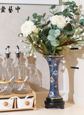 景泰蓝勾莲纹花觚花瓶商务礼物