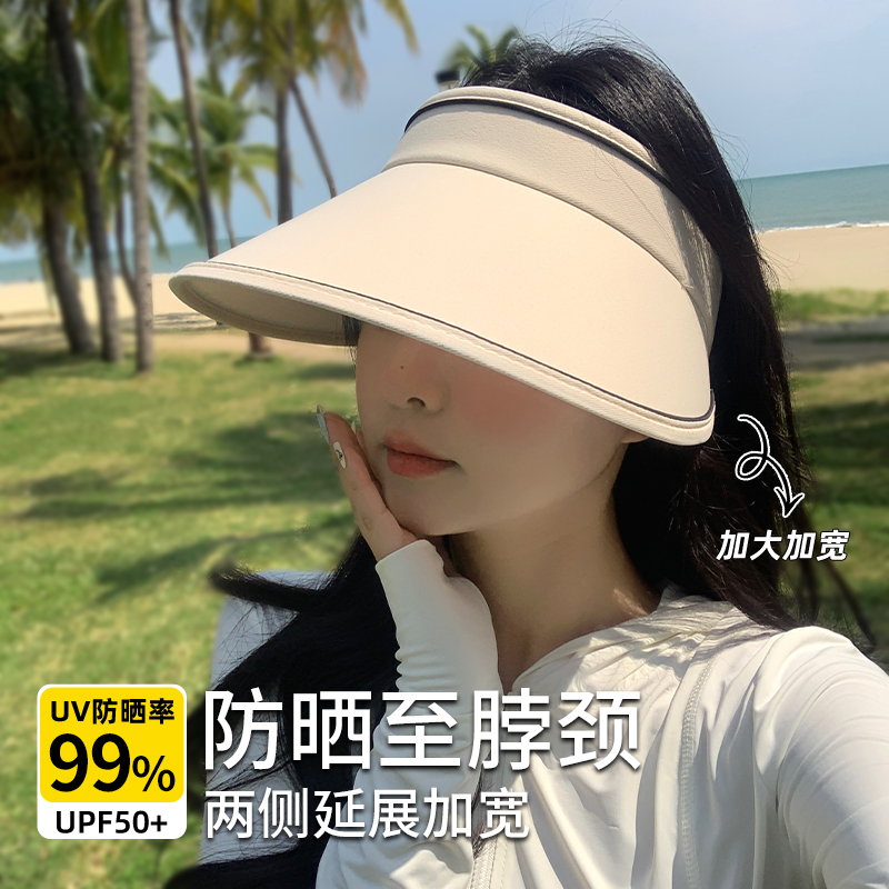 甜橙果防晒帽女防紫外线显脸小骑车大帽檐2025新款夏季空顶遮阳帽