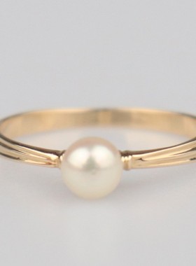 【自营】中古95新日本进口商品海水珍珠戒指K18黄金51号