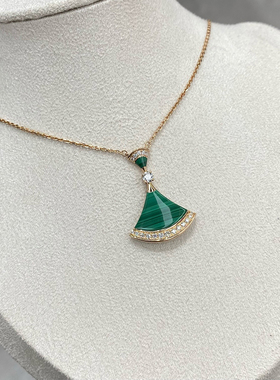 【自营】中古99新宝格丽Divas' Dream系列项链孔雀石镶钻吊坠项链