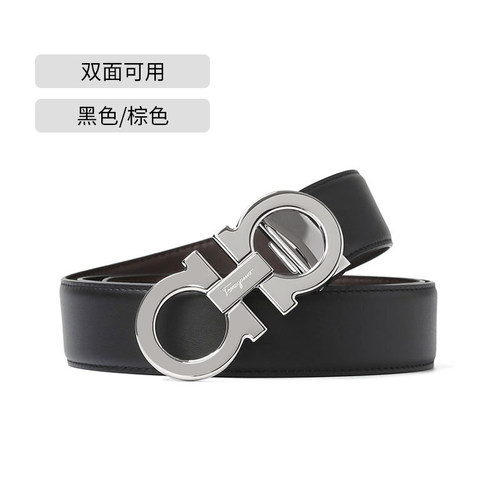 【自营】Ferragamo菲拉格慕皮带牛皮革银扣男士腰带圣诞节送男友 - 图0