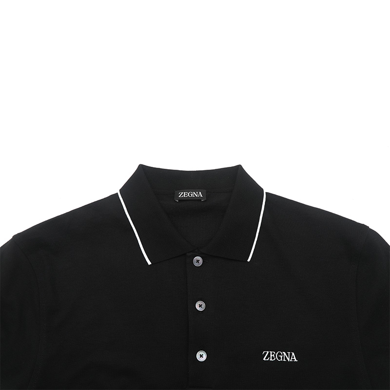 Zegna/杰尼亚男士商务休闲logo徽标微弹短袖polo衫T恤 - 图2