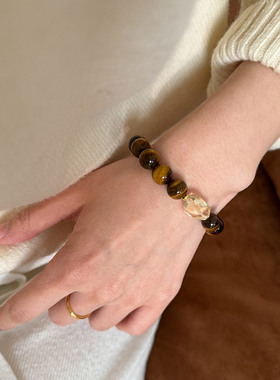 【自营】daisy beauty新中式风天然虎眼石黄水晶手链菩提手串配饰