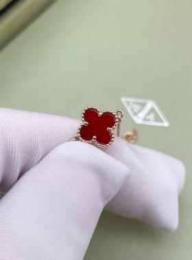 【自营】中古99新梵克雅宝Sweet手链红玉髓小单花手链18K金超小号