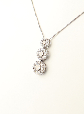 日本进口商品群镶钻石项链