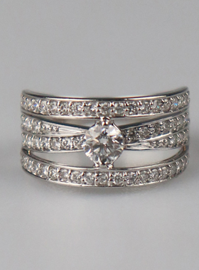 【自营】BRAND OFF中古95新日本进口商品铂金钻石戒指Pt900 51号