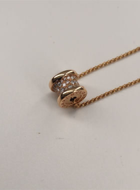 【自营】中古98新Bvlgari/宝格丽B.ZERO1小蛮腰项链满钻18K玫瑰金