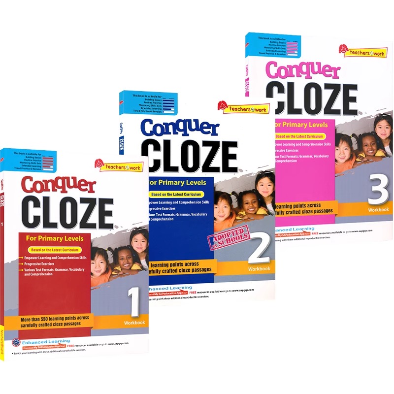 【自营】SAP Conquer Cloze Workbook 攻克系列完形填空 1-6年级练习册 6册套装 7-12岁 新加坡教辅 英文原版进口 - 图0