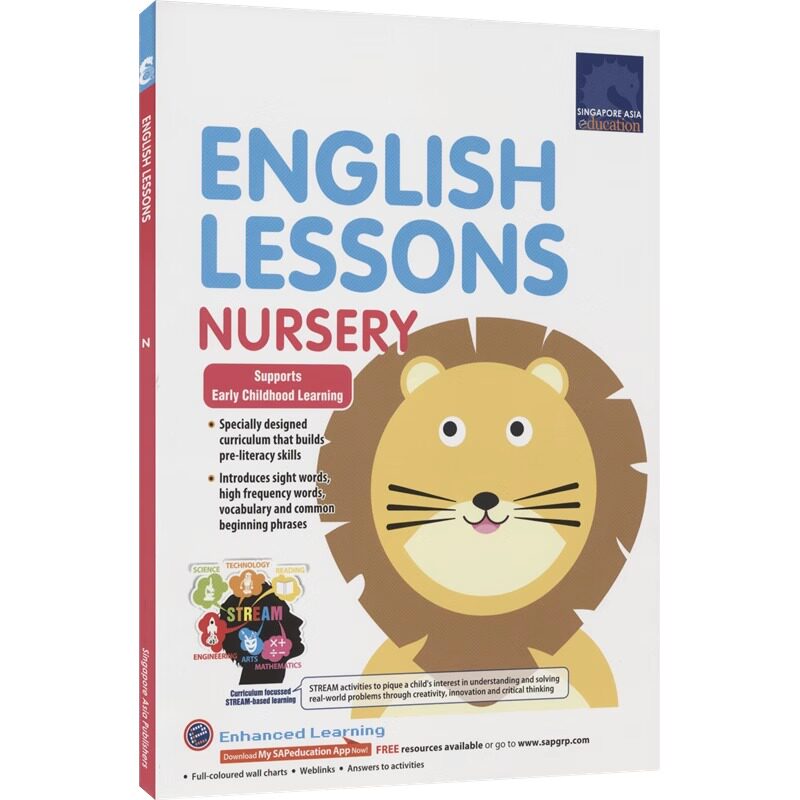 【自营】新加坡英语课程 SAP English Lessons N-K2 学前-幼儿园大班 特色STERM 英语启蒙练习册 书写练习 自然拼读 英文原版进口