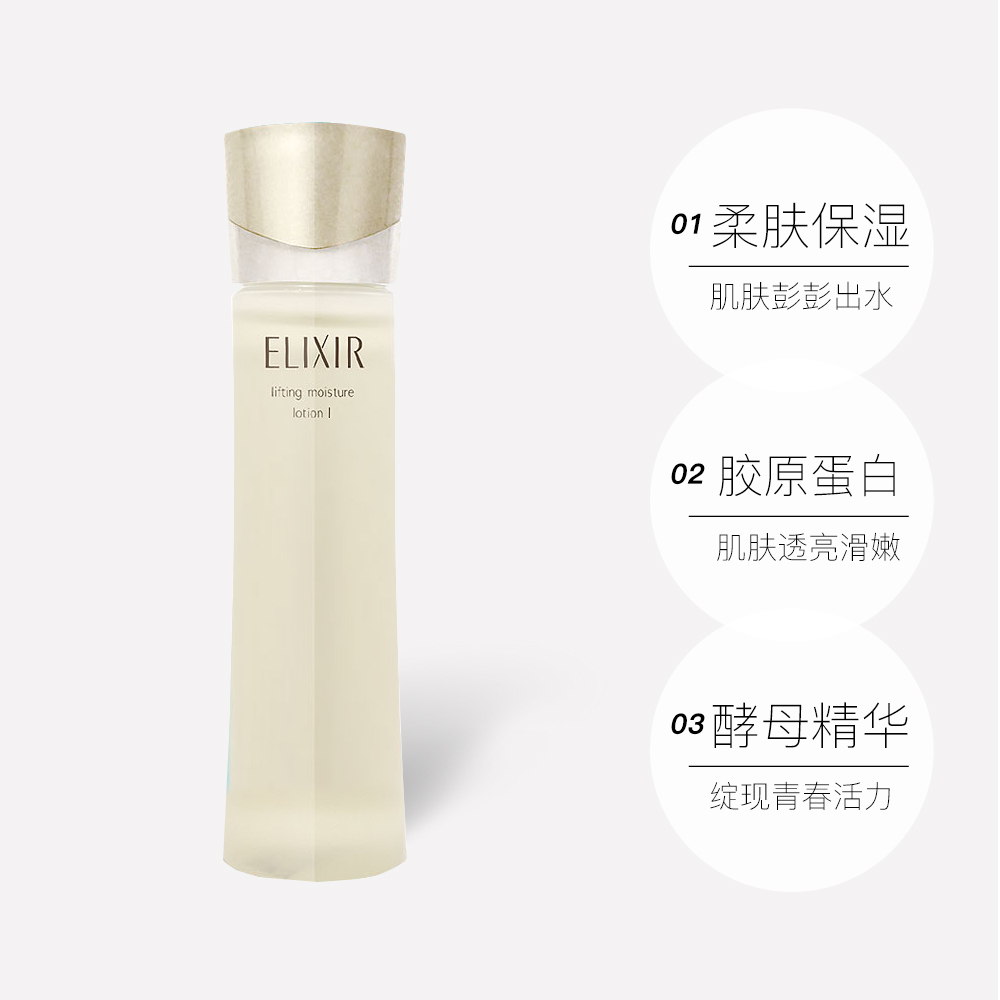 天猫国际进口超市Shiseido/资生堂ELIXIR/怡丽丝尔优悦保湿化妆水补水爽肤水170ml3