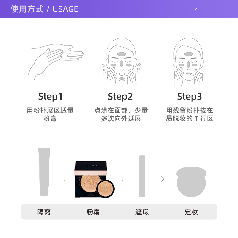 【自营】爱敬LUNA露娜柔纱持妆遮瑕气垫服帖亲肤强力遮瑕持妆定妆-图2